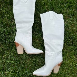 Over the Knee White Cowgirl Boots